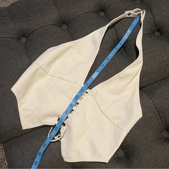 I.AM.GIA Vixra white faux leather corset top backless halter top size M - Picture 9 of 13
